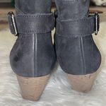 Paul Green Black Nubuck Leather Slouched Ankle Boots with Buckle Photo 6