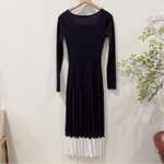 Moon River Long Sleeve Two Tone Pleated Dress Knit Sweater Dress Black One Size Photo 2