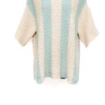 Anthropologie Loose Knit Vertical Striped Relaxed Fit Textured Sweater Knit Top Aqua Tan Photo 4