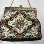 Vintage Womens Needlepoint Floral Tapestry Purse Multicolor Gold Chain Strap Photo 3