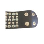 Black Faux Leather Bracelet Cuff Silver Tone Studs Clear Rhinestones Snaps Photo 4