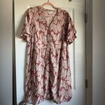 Luxology  Leaf Pattern Midi Dress in Cream and Brown Photo 1