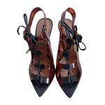 BCBGMAXAZRIA  Women’s Tortoise Shell Leather Lace-up Demi Heel Sandals Size 8.5 Photo 4