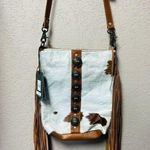 Myra Bags Myra Bag White/Brown fringe Hide Crossbody Photo 0