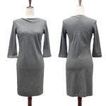 Theory  Stretch Wool Boatneck Fitted Sheath Charcoal Gray 3/4 Sleeve Dress Size 2 Photo 1