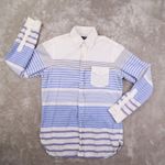 Ralph Lauren Blue Striped Long Sleeve Tunic Button Up Shirt Women's Small Preppy Photo 0