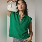Anthropologie By  Collared Polo Muscle Sweater Tank Shirt Sz M Green Photo 3