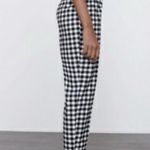 ZARA NWOT Black White Gingham Tapered Leg Trousers pants Medium womens Photo 3