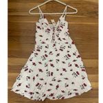 Garage size small Cutout Knot Front Dress snow white combo roses rose Photo 0