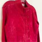 Tehama Nancy Haley Suede Ribbed Knit Sleeves Jacket Women's Medium‎ Fuchsia Pink Photo 1