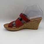 Born Women's Sandal Red Leather US Sz 8 Wedge Slip On Casual Comfort Shoes Photo 5