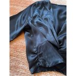ZARA Women's Long Sleeve Black Satin Twist Front Top Size S Photo 4