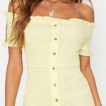 Pretty Little Thing Lemon Shirring Button Detail Dress Photo 0