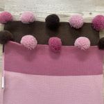 Lucia wool Scarf with pompoms, NWOT, length is 48, width is 11, pink and brown Photo 4
