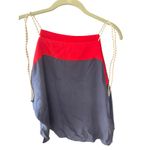 Joie  Silk Colorblock Cold Shoulder Top Blouse Navy Blue Red‎ XS Photo 2