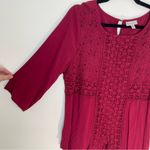 Dress Barn | Burgundy Lace Front 3/4 Length Sleeve Top | XL Photo 4