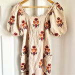 Farm Rio  Rose Embroidered Macaw Linen Midi Dress Photo 5