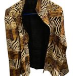 Vintage Animal print Satin ruched Open Blazer Evening Jacket reversible Fall Brown Size XL Photo 3