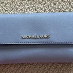 Michael Kors  Trifold Saffiano Leather Wallet Blue Teal Continental Snap EUC Photo 0