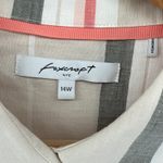 Foxcroft  NYC Women's Size 14W Beige Striped Linen Cotton Button Down Shirt Photo 6