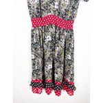 Vintage Diane Freis Floral Polka Dot Midi Dress Maximalist Lightweight Ruffle Black Size M Photo 8