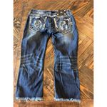 Miss Me  Cropped Embellished Jeans Women 28 Dark Wash Fringe Western Cowgirl Boho Photo 4