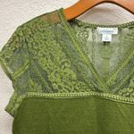 Sundance Linen Lace Accent Cap sleeve Blouse in Moss Green Size Small Photo 1