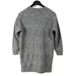 Sweater Cardigan Mixed Pattern Knit Womens Medium Gray Boho Lagen Pouch Pockets Photo 1