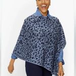 Talbots Women’s Navy Black Leopard Asymmetrical Poncho Lightweight Size XS/S NWT Photo 0