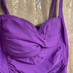 Jaclyn Smith Purple Ruched Twist Front One Piece Swimsuit, 14 Photo 2