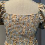 Dizzy Lizzy paisley empire waist A line midi dress tie front and puff sleeves L Blue Size L Photo 5