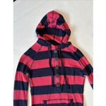 Vintage Y2K Hoodie Womens M Pink Stripe Waffle Knit‎ Pullover Henley Babydoll Size M Photo 2