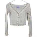 Urban Outfitters UO Out from Under Women’s Ivory Knit V-neck Cropped Cardigan - Small Photo 0
