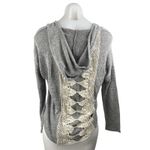 Tea N Rose  Women's Gray Long Sleeve Lace Crochet Knit Hoodie Sweater Top Size S Photo 1