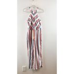 Crystal Sky Halter Neck Sleeveless Flare Leg Striped Tasseled Jumpsuit Pink 5 Size undefined Photo 3
