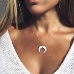 White Horn Pendant Choker Necklace Gold Photo 0