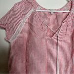 Daniel Cremieux Cremieux Linen Striped Short Sleeve Blouse Small Photo 2