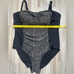 Ava & Viv Retro Pinup Black Leopard Print Ruched One Piece Swimsuit 20W Photo 2