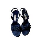 BELTRAMI Suede Sandals Navy Blue 3D Floral Design Sling Back Italy EU 38 US 7.5 Photo 10