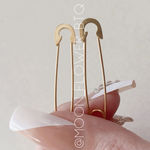 Gold Safety Pin Drop Earrings – Minimalist Edgy Jewelry Photo 3