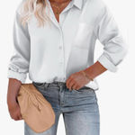 IN'VOLAND Women’s Satin Button Down Shirt Long Sleeve Blouse White 22W NWT Photo 0