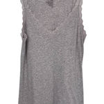 Old Navy Vintage Y2K  Ribbed Tank Top Womens Large Gray Lace Trim Cotton Blend Photo 0