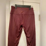 Kyodan  Burgundy Shiny Mid Rise Ankle Stretchh Leggings Athletic Wear Yoga Size S Photo 3