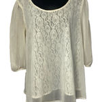 Altar'd State Cream Ivory Sheer Floral Lace Top Scoop Neck Size Medium V Back Photo 0