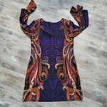 Melissa Paige Womens Purple Paisley Asymmetrical Bell Sleeve Tunic Top Boho XS Photo 3