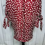 West K Faux Wrap Blouse 3/4 Sleeve Tie Maroon Polka Dot Women's Size M Size M Photo 7