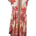 Lola P. Asymmetrical Boho Midi Dress Orange Floral Handkerchief Hem Photo 0