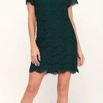 Lulus Take Me to Brunch Dark Green Lace Shift Dress Photo 1