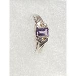 Avon Sterling Silver and Amethyst Ring with two white stones Sz 7 Photo 4