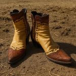 Stallion hand tooled leather zorro ankle cowboy boots Tan Size 7 Photo 0